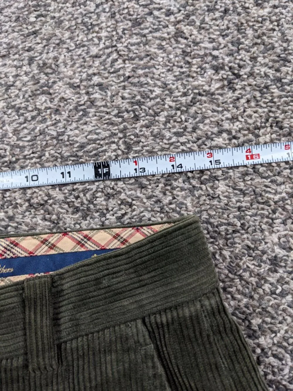 Brooks Brothers Pants Corduroy Flat Front Dark Olive Green Mens 29x30 Clark